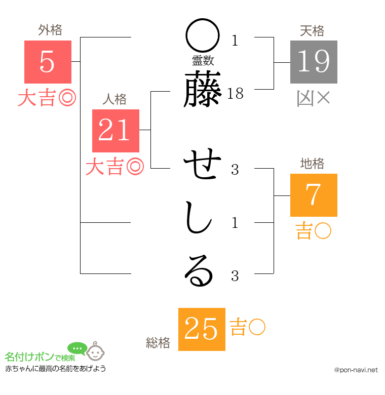 藤 せしるさんの姓名判断結果