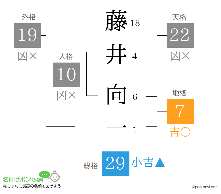 藤井 向一さんの姓名判断結果