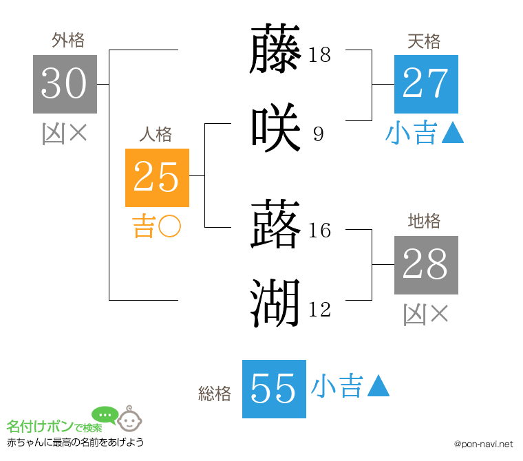 藤咲 蕗湖さんの姓名判断結果