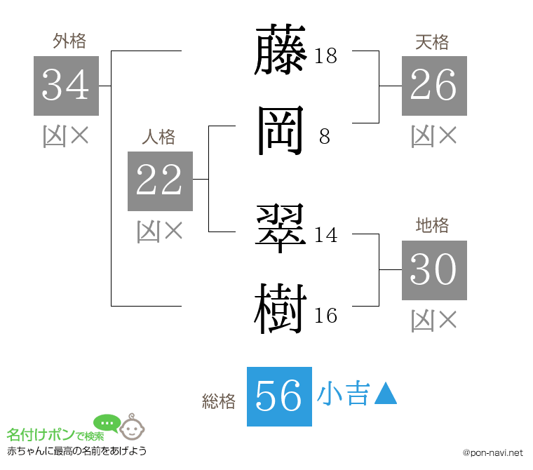 藤岡 翠樹さんの姓名判断結果