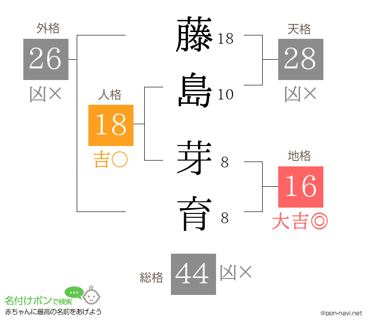 藤島 芽育さんの姓名判断結果