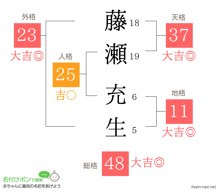 藤瀬 充生さんの姓名判断結果