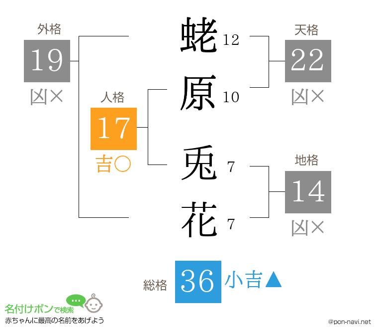 蛯原 兎花さんの姓名判断結果