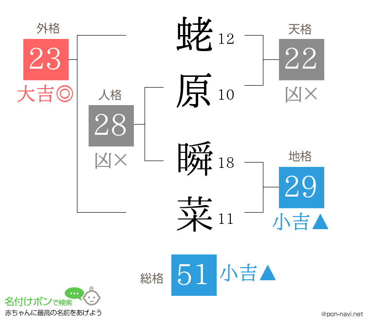 蛯原 瞬菜さんの姓名判断結果