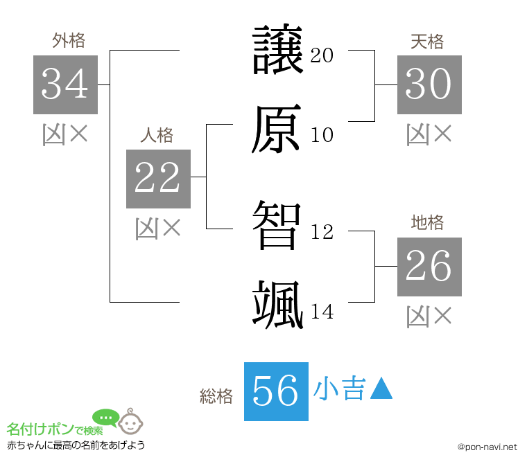 譲原 智颯さんの姓名判断結果