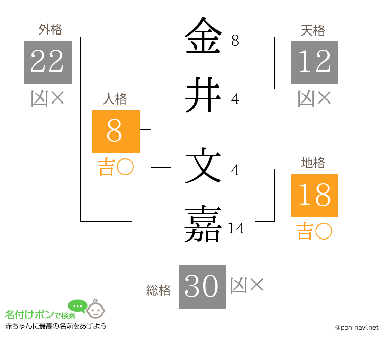 金井 文嘉さんの姓名判断結果