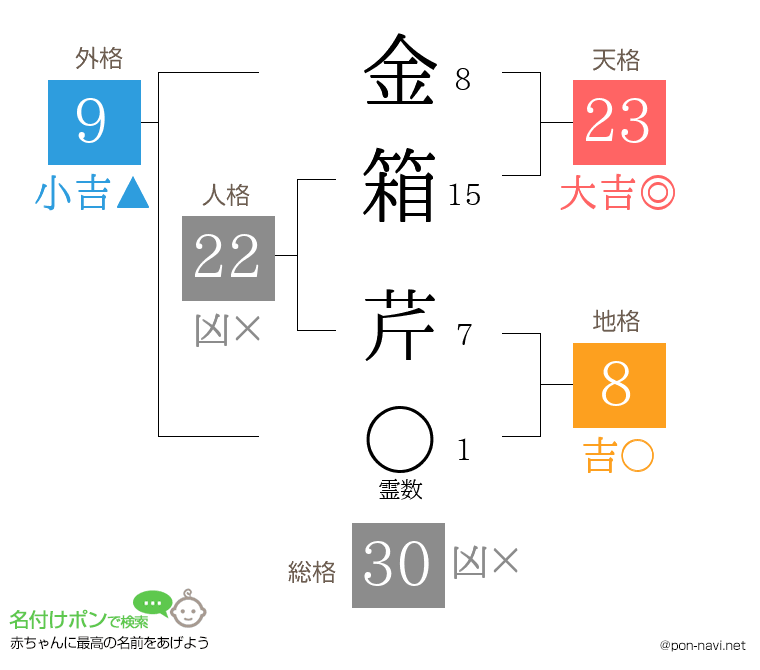 金箱 芹さんの姓名判断結果