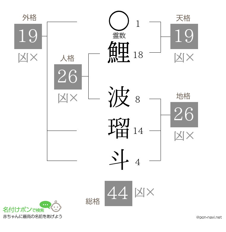 鯉 波瑠斗さんの姓名判断結果