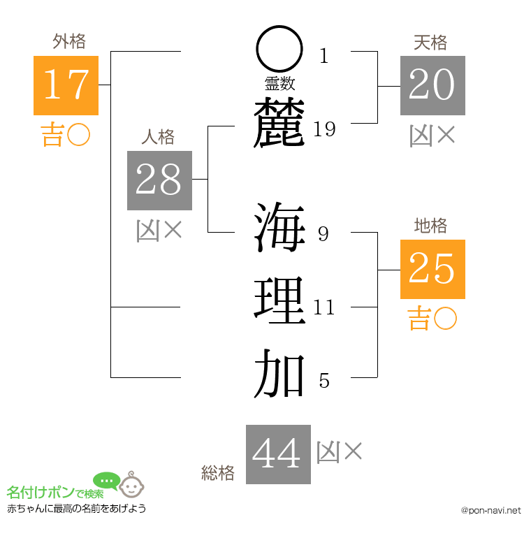 麓 海理加さんの姓名判断結果