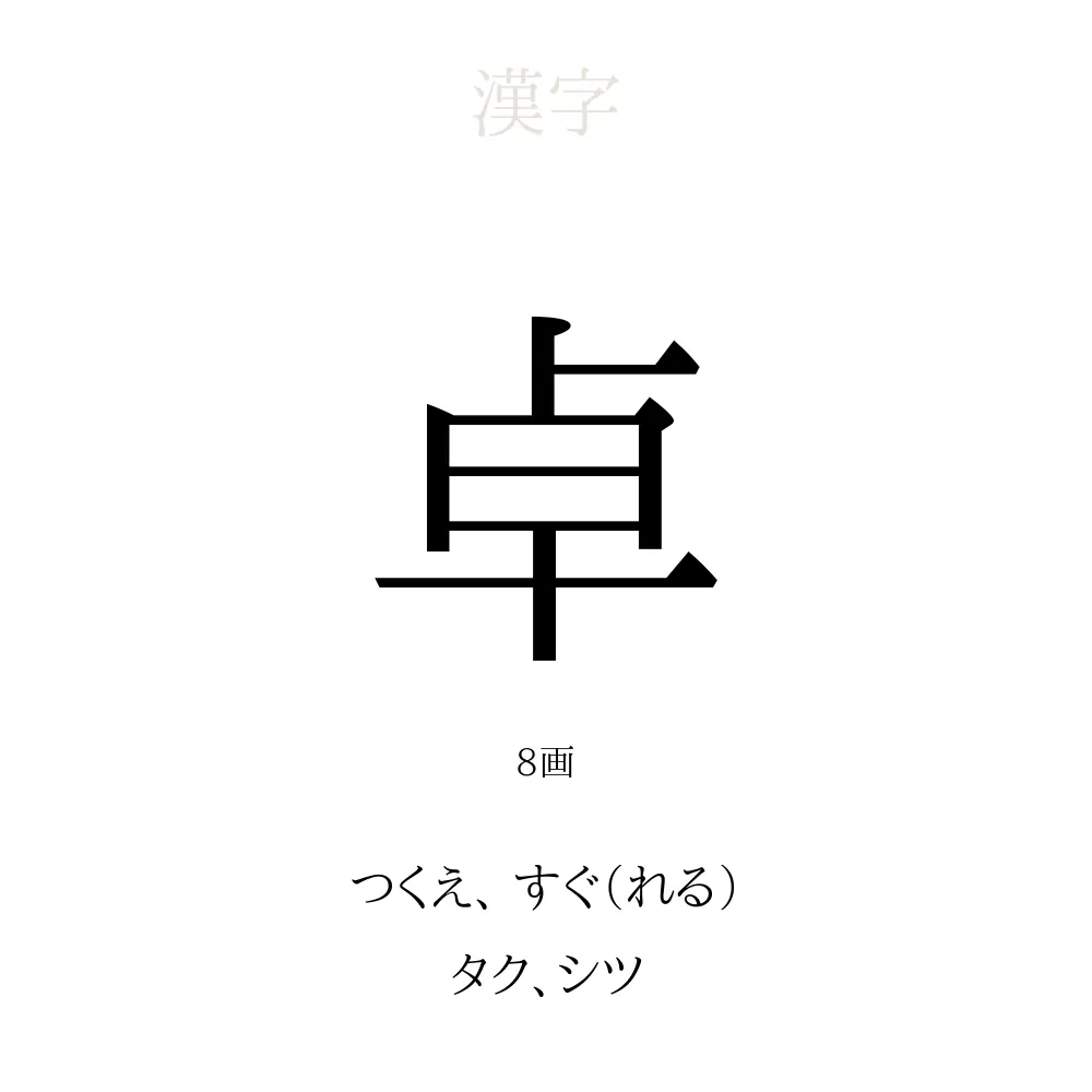 卓」の意味、読み方、画数、名前に込める願い【人名漢字事典